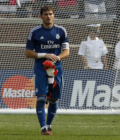 Iker Casillas in Real Madrid's goalkeeper blue kit for 2014-2015