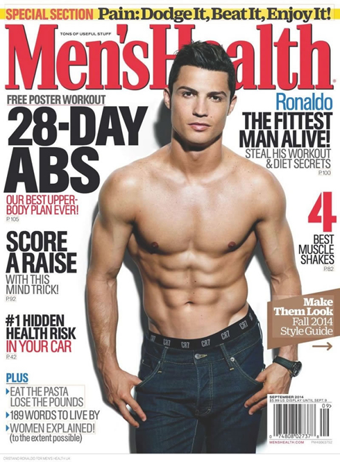 Cristiano Ronaldo in Men's Health cover from the US edition, in August of 2014