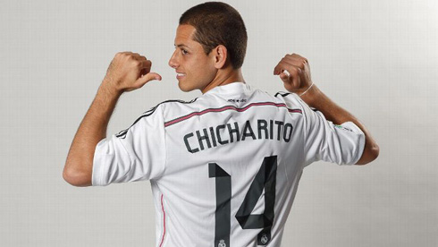 Chicharito wearing Real Madrid's jersey number 14