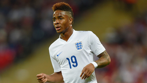 Raheem Sterling playing for England, in the 2014 FIFA World Cup