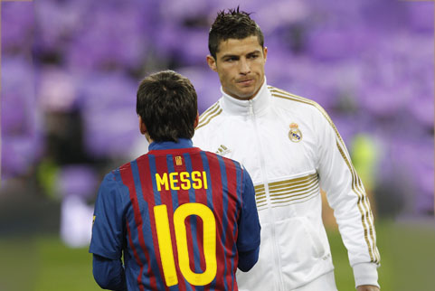 Cristiano Ronaldo hand shake with Lionel Messi