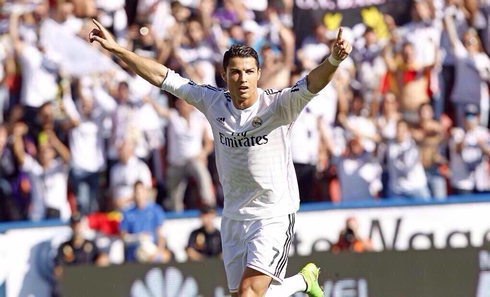 Cristiano Ronaldo runnning wild in celebrations, after breaking another record for Real Madrid