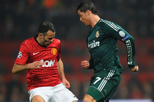 Ryan Giggs vs Cristiano Ronaldo, in Man Utd vs Real Madrid for the UEFA Champions League