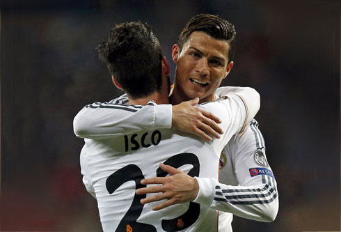 Isco hugging Cristiano Ronaldo