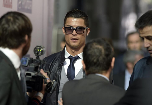 Cristiano Ronaldo wearing sunglasses arriving to MARCA ceremony gala 2014
