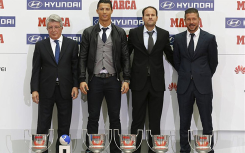 Enrique Cerezo, Cristiano Ronaldo, Mateu Lahoz and Diego Simeone