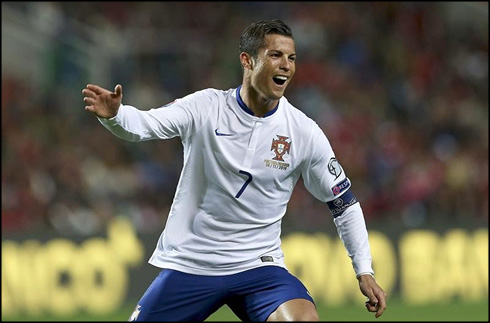 Cristiano Ronaldo joy after scoring the winner in Portugal vs Armenia, at the EURO 2016 qualifiers