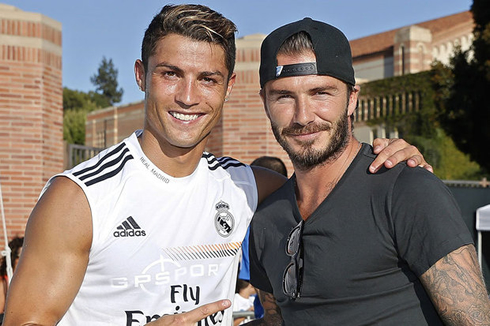 Cristiano Ronaldo and David Beckham photo, in the United States promoting the MLS