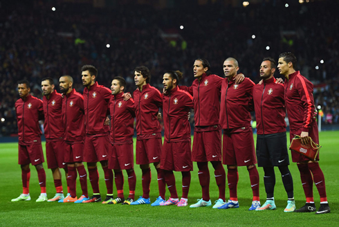 Portugal NT players lined up, before taking on Argentina in Old Trafford