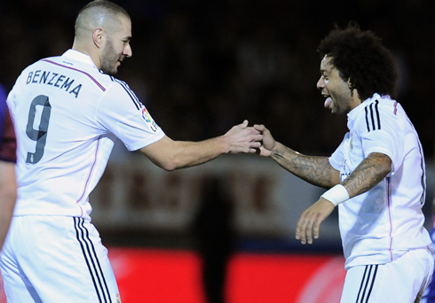 Benzema and Marcelo funny goal celebration