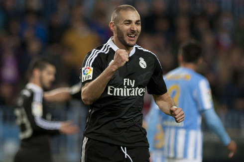 Karim Benzema scores the opener in Malaga 1-2 Real Madrid, for La Liga 2014-2015