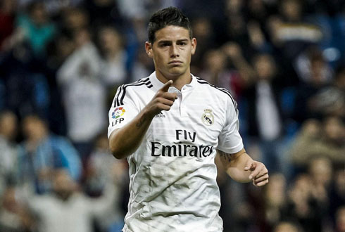 James Rodríguez celebrates his goal for Real Madrid in the Copa del Rey