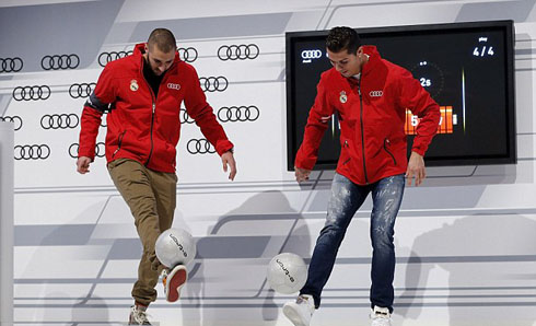 Benzema and Cristiano Ronaldo juggling contest, in the yearly Audi event