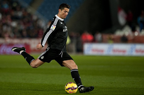 Cristiano Ronaldo striking the ball in La Liga 2014-2015