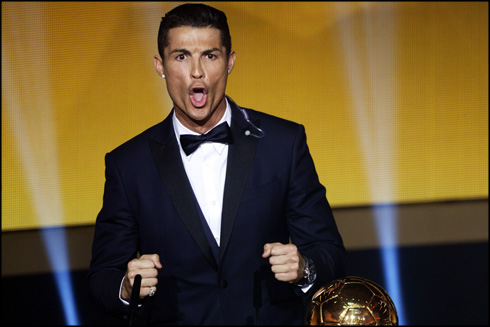 Cristiano Ronaldo war shout after winning the 2014 FIFA Ballon d'Or