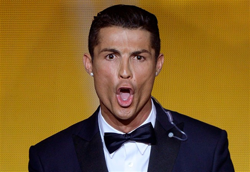 Cristiano Ronaldo war shout and scream, at the 2014 FIFA Ballon d'Or gala ceremony