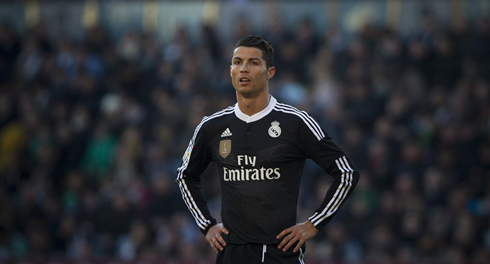 Cristiano Ronaldo wearing Real Madrid black jersey 2014-2015