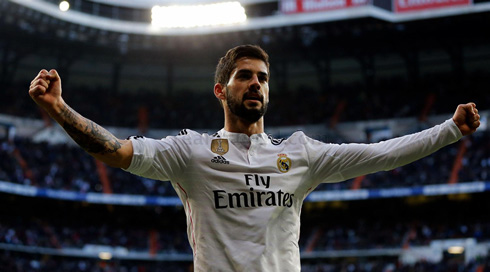 Isco goal celebration at the Santiago Bernabéu