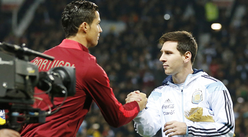 Cristiano Ronaldo and Lionel Messi in Portugal vs Argentina