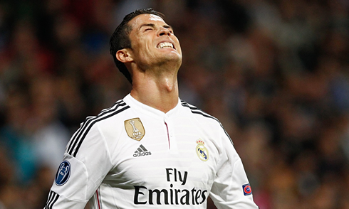 Cristiano Ronaldo reaction in a football game for Real Madrid