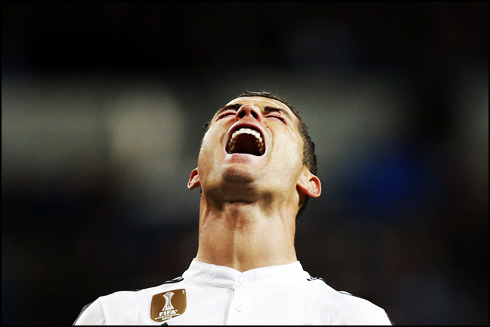 Cristiano Ronaldo screaming in frustration
