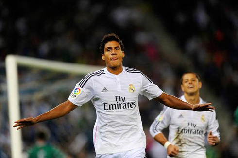 Varane celebrating a Real Madrid goal in 2014-2015