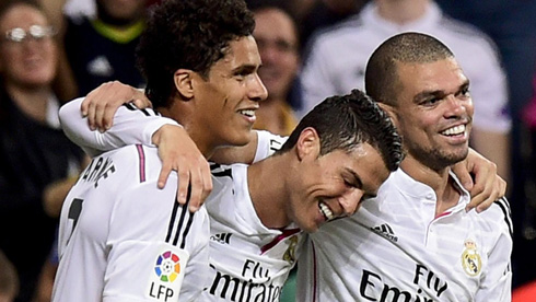 Varane, Ronaldo and Pepe, in Real Madrid 2015