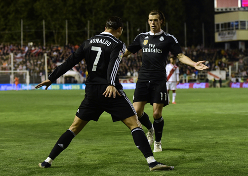 Cristiano Ronaldo celebrating his goal with Gareth Bale