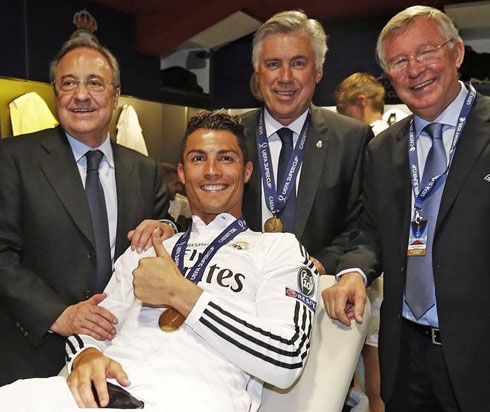Florentino Pérez, Ancelotti, Sir Alex Ferguson and Cristiano Ronaldo