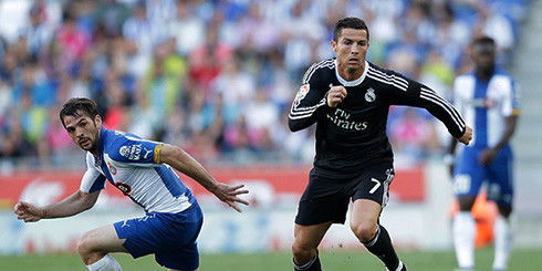 Cristiano Ronaldo showing his determination in a game for Real Madrid