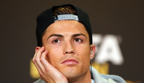 Cristiano Ronaldo looking bored during an interview