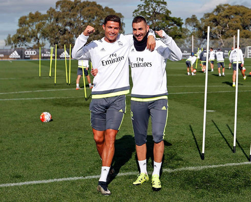 Cristiano Ronaldo and Benzema in Real Madrid's pre-season 2015-2016