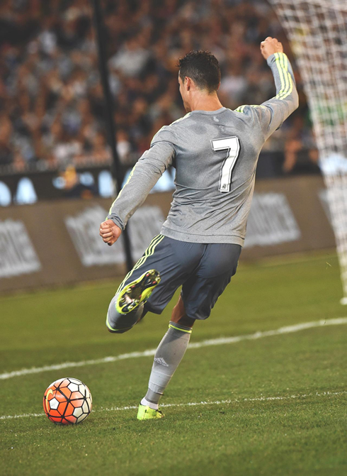 Cristiano Ronaldo in action with Real Madrid new jersey for 2015-2016