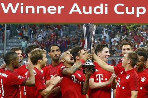 Bayern Munich claiming the Audi Cup trophy in 2015