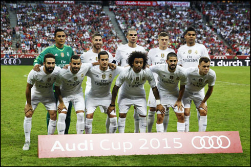 Real Madrid starting eleven at the Allianz Arena vs Bayern Munich, in 2015