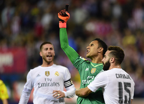 Keylor Navas Real Madrid hero after stopping a penalty kick