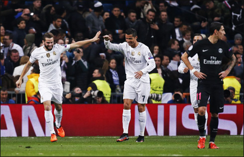 Cristiano Ronaldo and Nacho, in Real Madrid 1-0 PSG