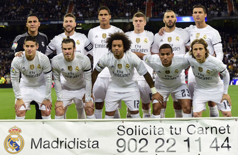 Real Madrid lineup for El Clasico against Barcelona in La Liga 2015-16