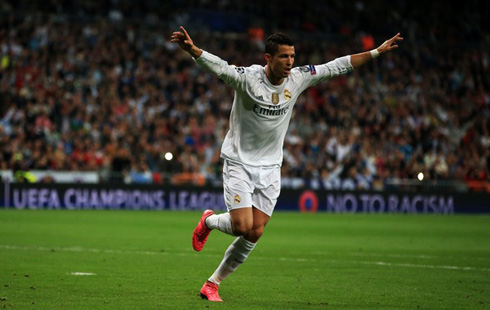 Cristiano Ronaldo celebrating Real Madrid goal