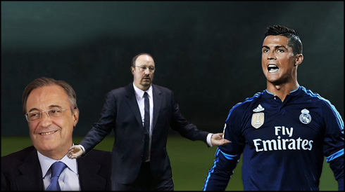 Florentino Pérez, Rafa Benítez and Cristiano Ronaldo