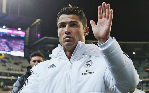 Cristiano Ronaldo waving goodbye in Real Madrid