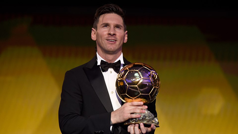Lionel Messi with his 5th FIFA Ballon d'Or