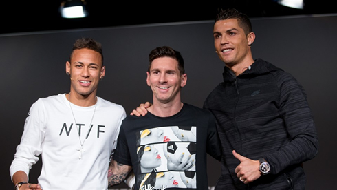 Neymar, Messi and Cristiano Ronaldo in 2016