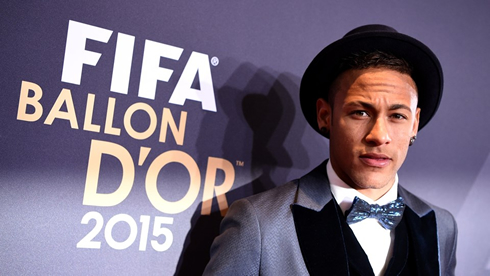 Neymar wearing a hat at the FIFA Ballon d'Or 2015 ceremony