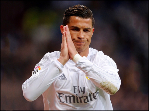 Cristiano Ronaldo saying sorry with a regret gesture
