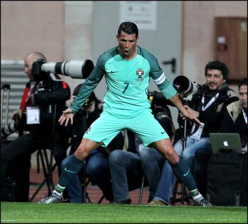 Cristiano Ronaldo celebrates his goal in Portugal vs Belgium in 2016