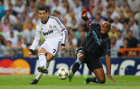 Cristiano Ronaldo in action in Real Madrid vs Man City