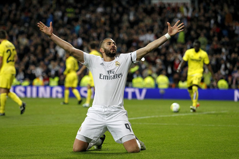 Karim Benzema after scoring a goal for Real Madrid in 2016