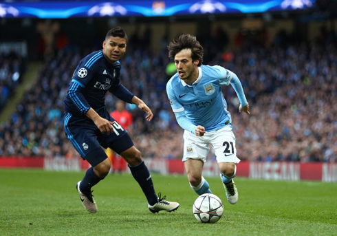 David Silva escaping Casemiro in Man City 0-0 Real Madrid