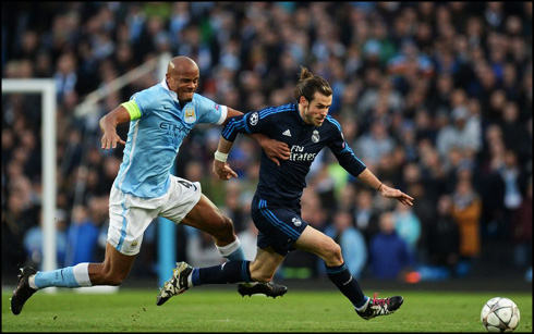 Manchester City 0-0 Real Madrid, Kompany chasing Gareth Bale